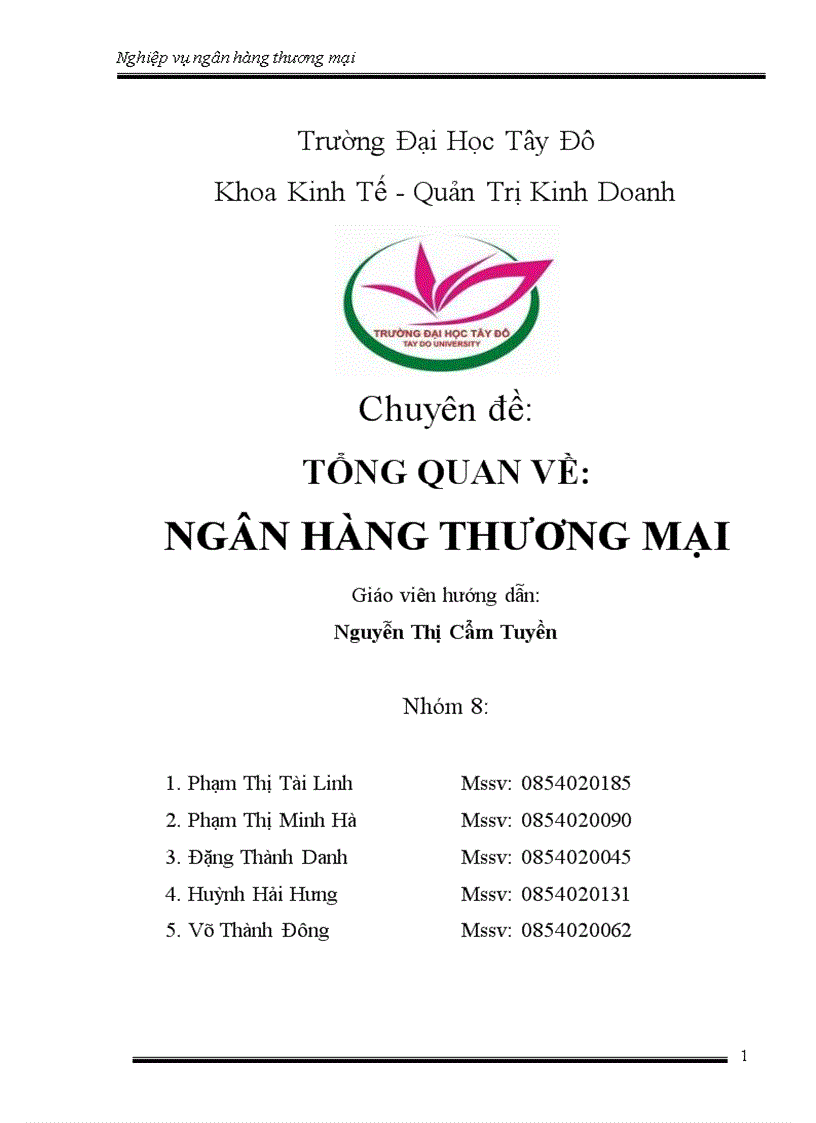 Tổng quan về Ngân hàng thương mại