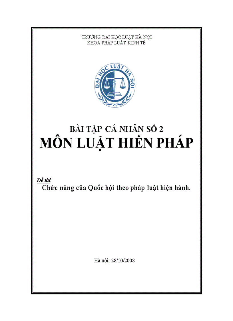 Chức năng của Quốc hội theo pháp luật hiện hành