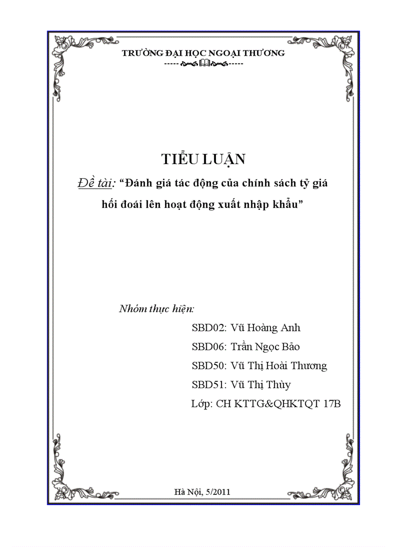 Đánh giá tác động của chính sách tỷ giá hối đoái lên hoạt động xuất nhập khẩu ở Việt Nam