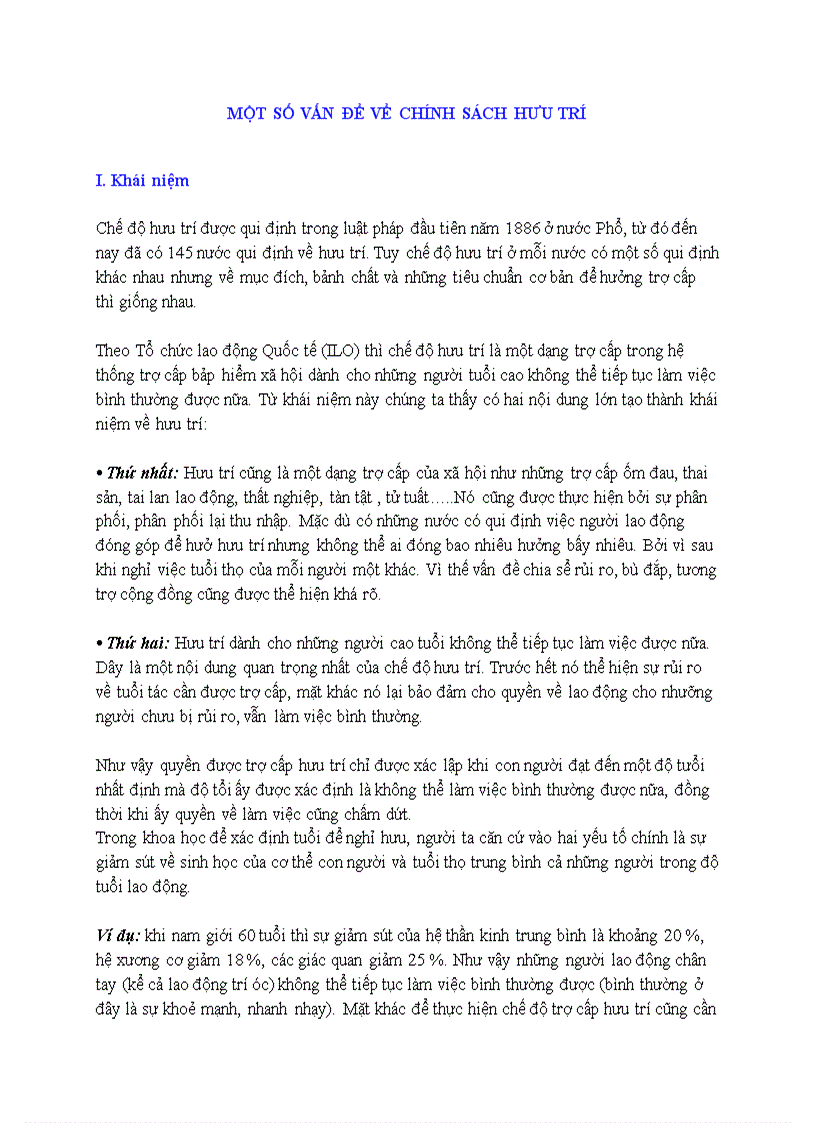 Một shttp kilobooks com showthread php t 53293ố vấn đề về chính sách hưu trí