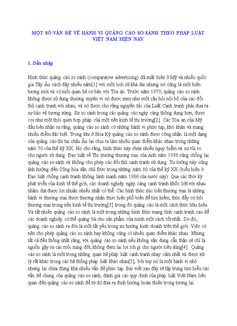 Những vấn đề pháp lý về hành vi quảng cáo so sánh