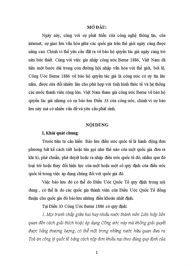 Bi nh luâ n viê c Viê t Nam ba o lưu điê u 33 khi tham gia công ươ c berne 1886 vê quyê n ta c gia