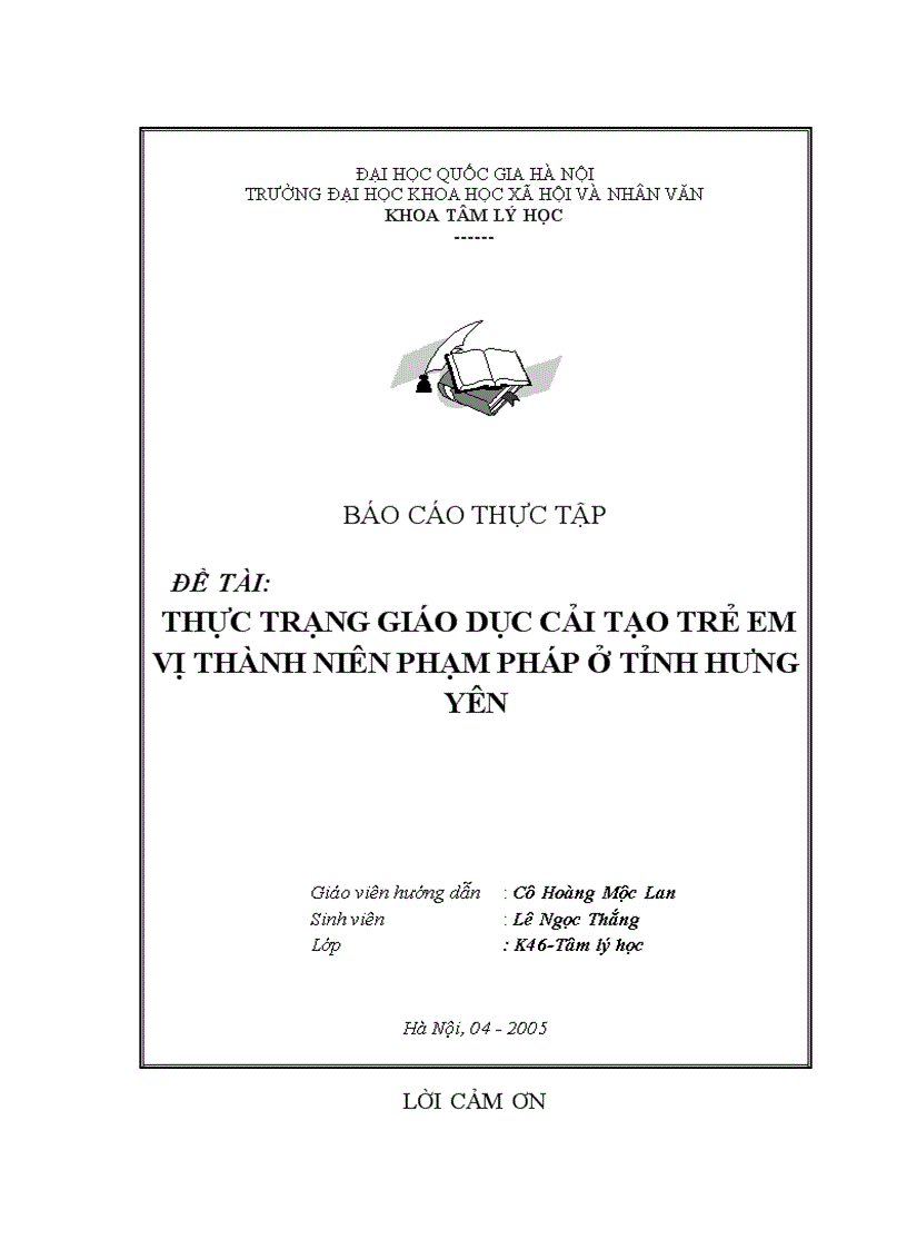 Thực trạng giáo dục cải tạo trẻ em vị thành niên phạm pháp ở tỉnh Hưng Yên