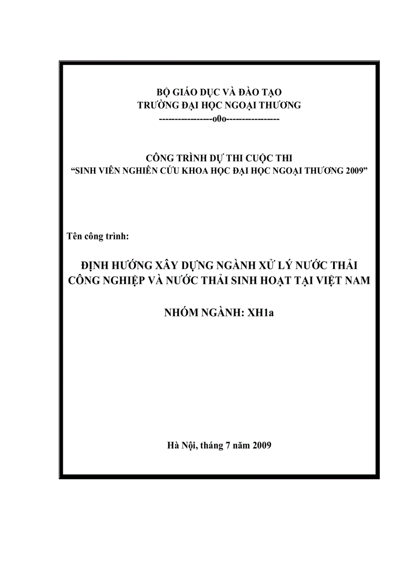 Định hướng xây dựng ngành xử lý nước thải công nghiệp và nước thải sinh hoạt tại việt nam
