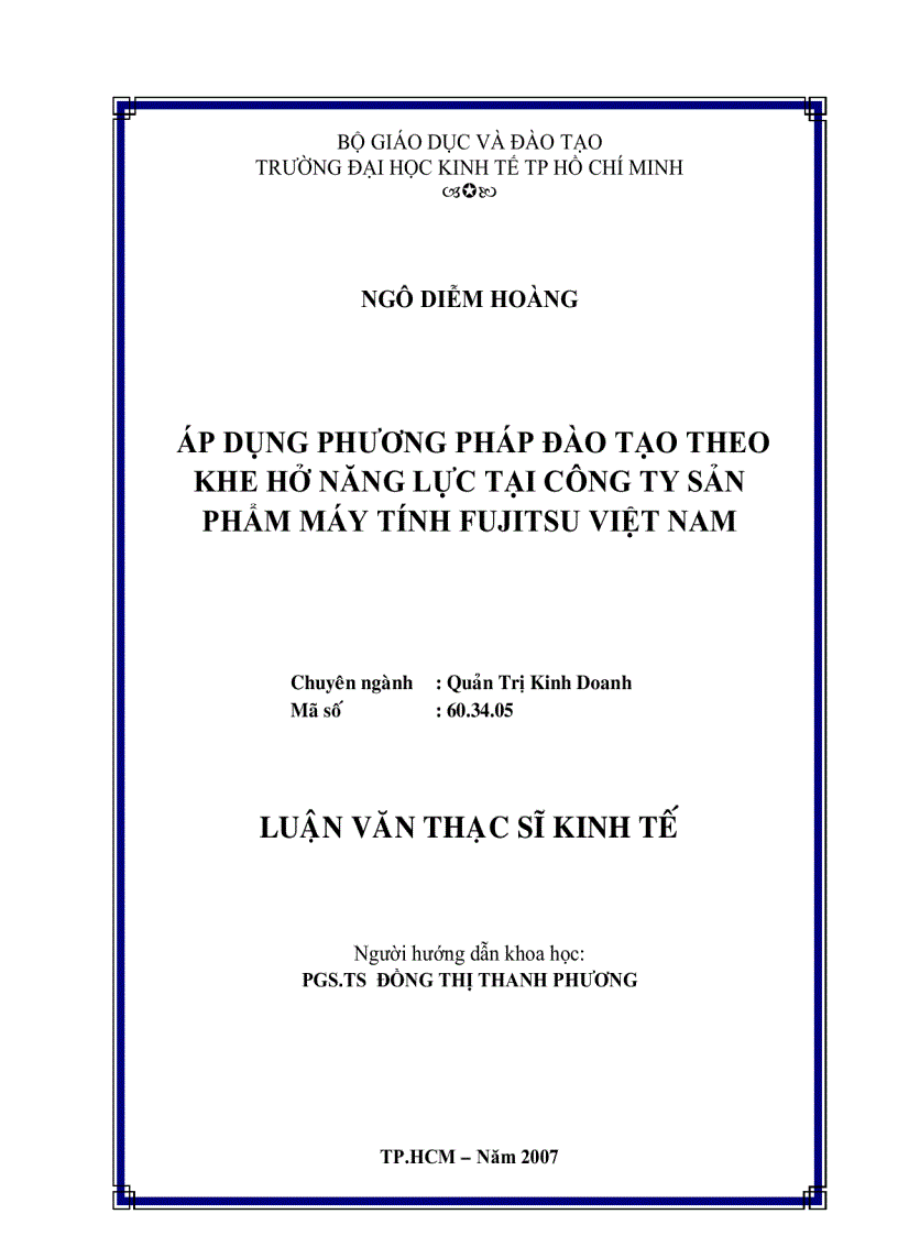 Áp dụng phương pháp đào tạo theo khe hở năng lực tại công ty sản phẩm máy tính FUJITSU Việt Nam