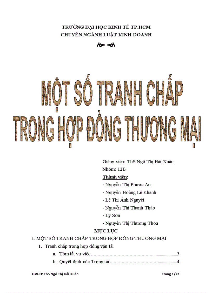 Tranh chấp trong hợp đồng thương mại bài học kinh nghiệm chung cho các doanh nghiệp việt nam khi tham gia thương mại quốc tế