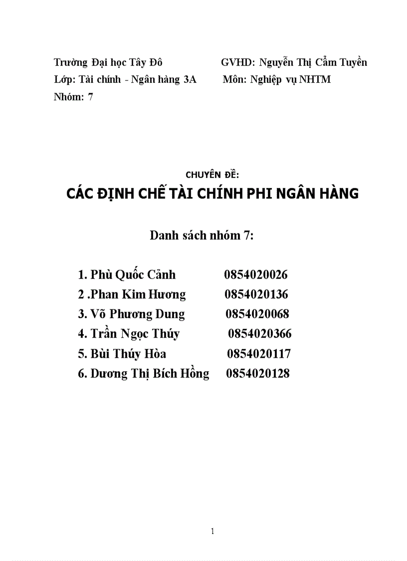 Các định chế tài chính phi ngân hàng