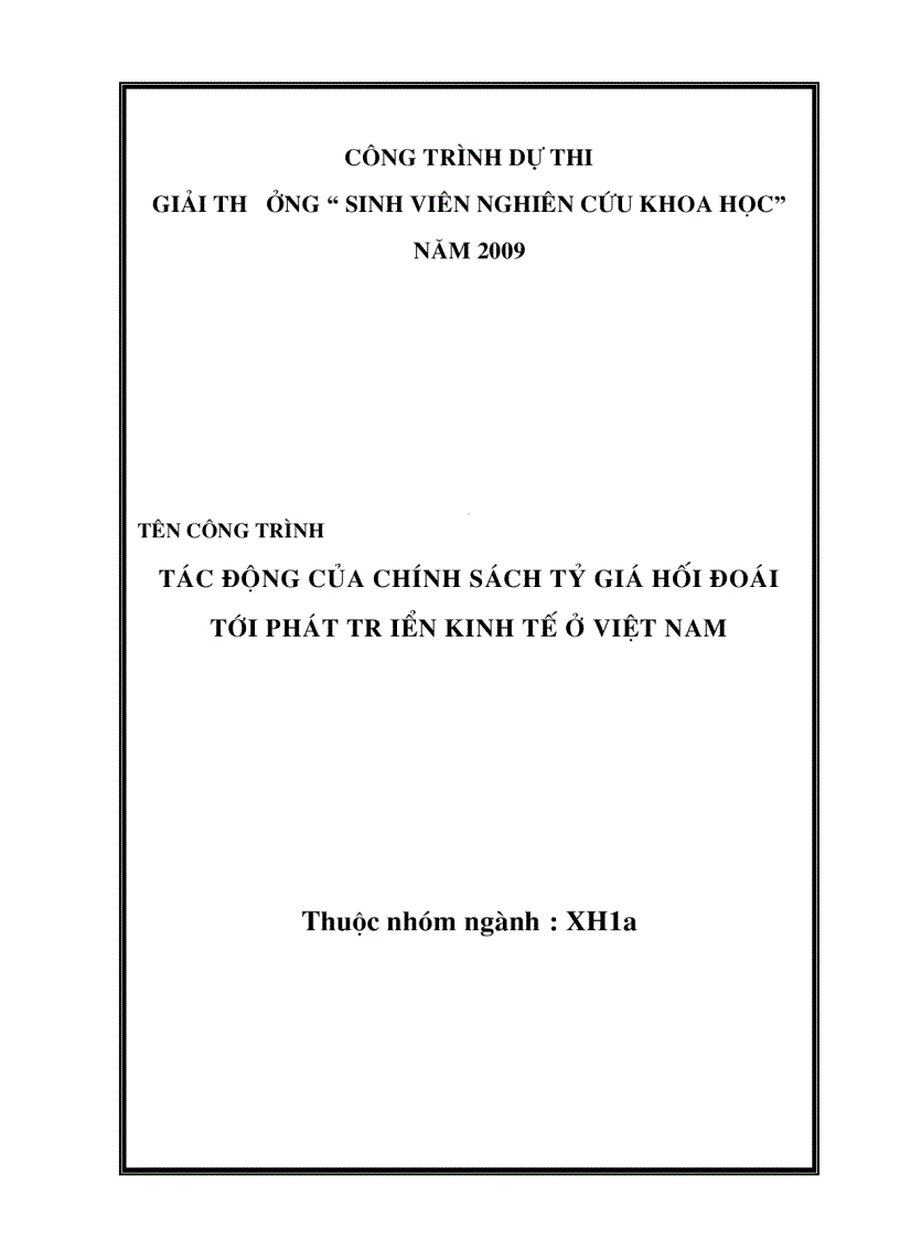 Tác động của chính sách tỷ giá hối đoáI tới phát triển kinh tế ở việt nam ĐH Ngoại Thương