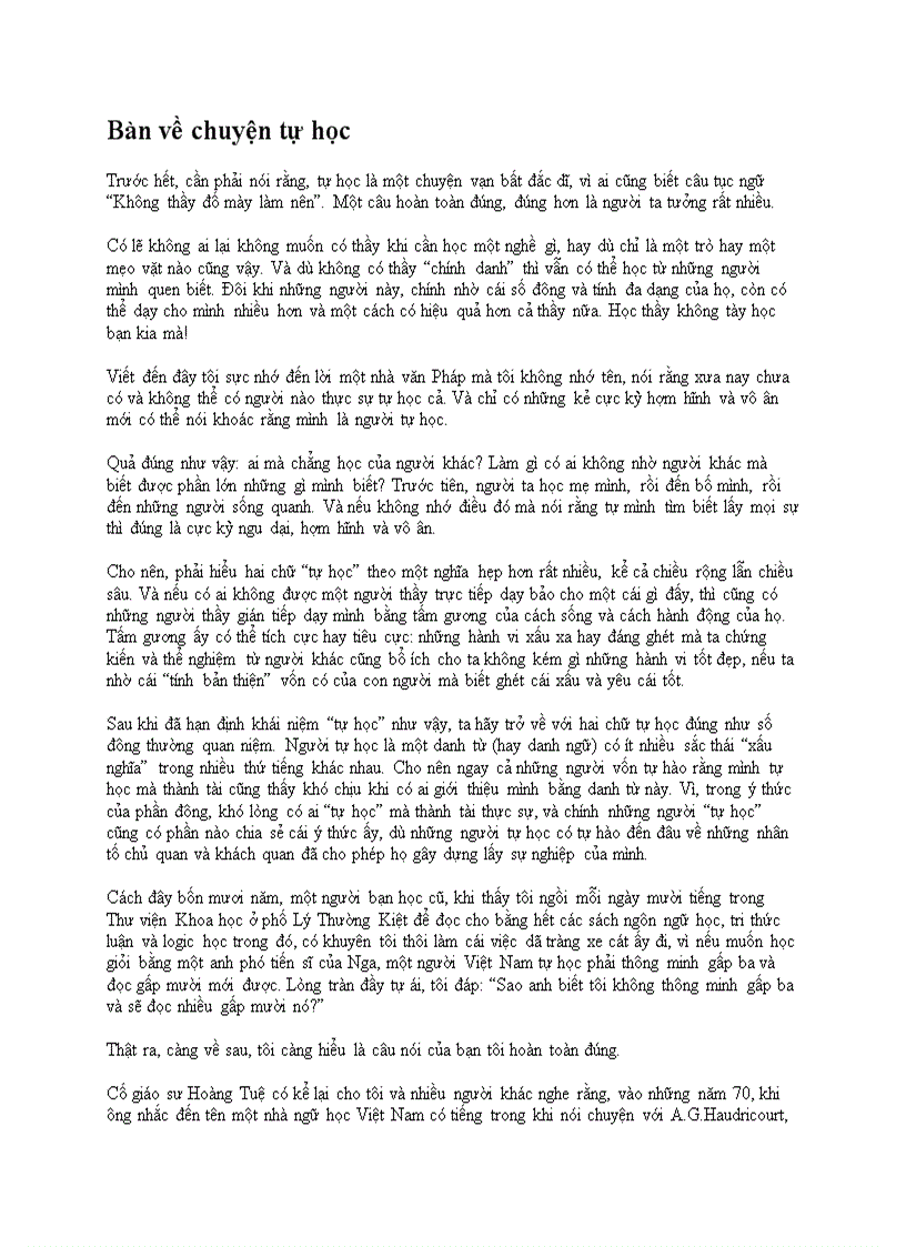 Bàn về chuyện tự học