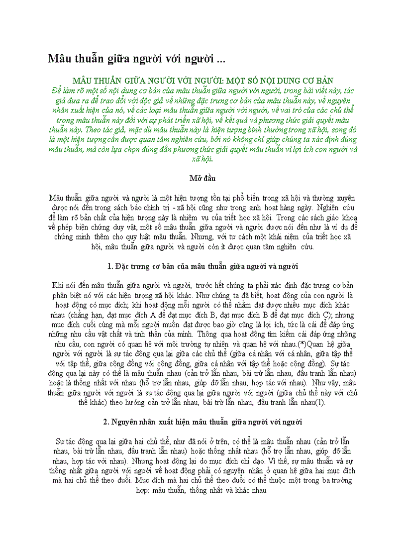 Mâu thuẫn giữa người với người