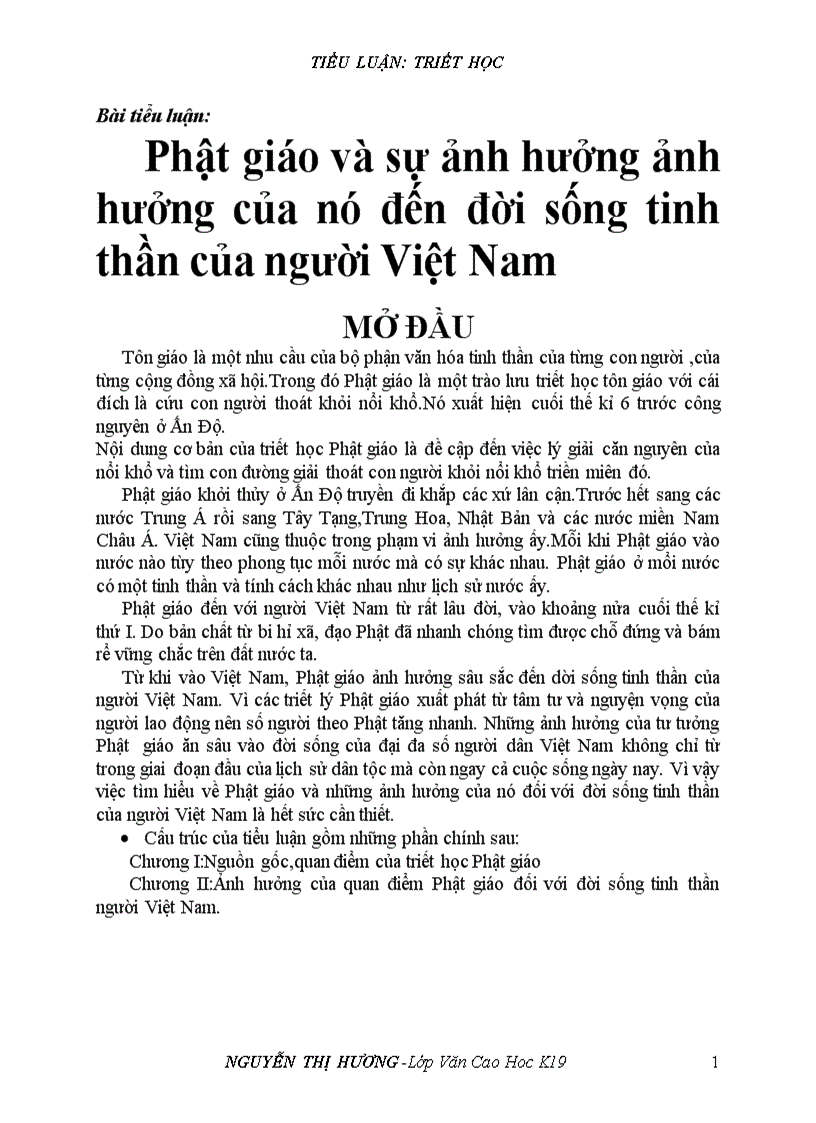 Phật giáo và sự ảnh hưởng ảnh hưởng của nó đến đời sống tinh thần của người Việt Nam