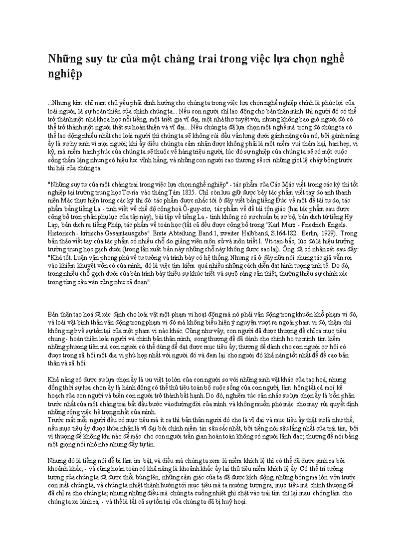 Những suy tư của một chàng trai trong việc lựa chọn nghề nghiệp