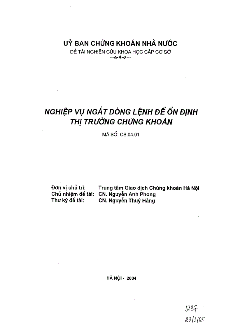 Nghiệp vụ ngắt dòng lệnh để ổn định thị trường chứng khoán