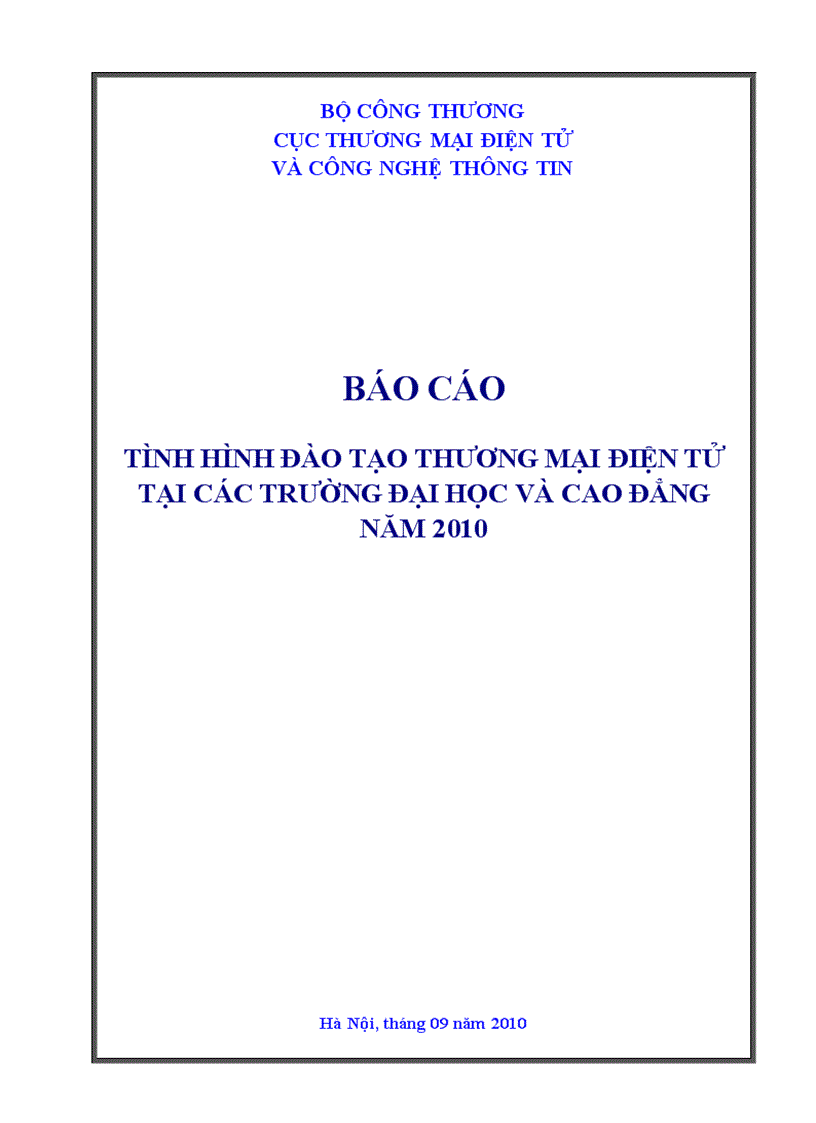 Tình hình đào tạo thương mại điện tử tại các trường đại học và cao đẳng năm 2010