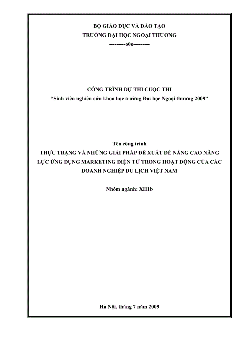 Thực trạng và những giải pháp đề xuất để nâng cao năng lực ứng dụng marketing điện tử trong hoạt động của các doanh nghiệp du lịch việt nam