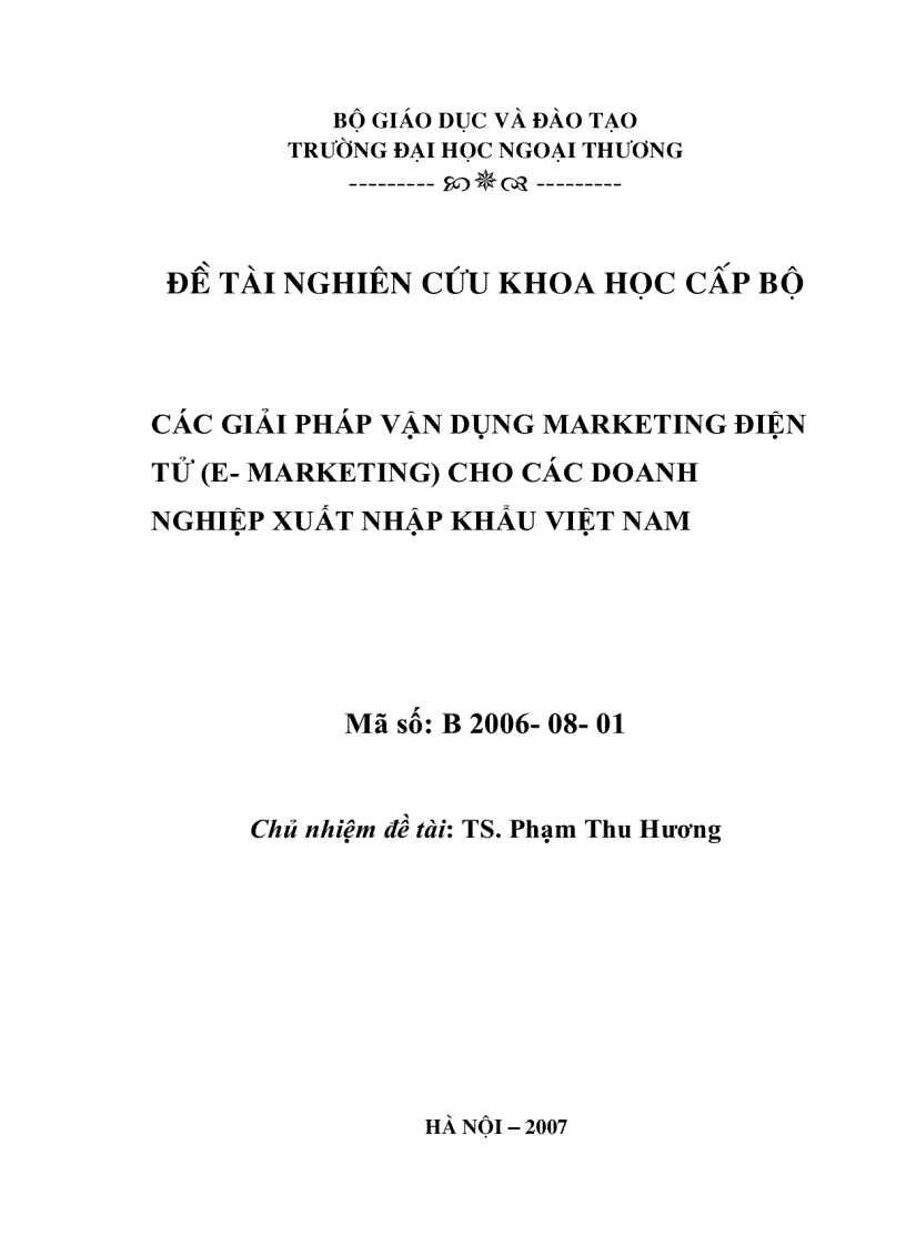 Các giải pháp vận dụng marketing điện tử e marketing cho các doanh nghiệp xuất nhập khẩu Việt Nam