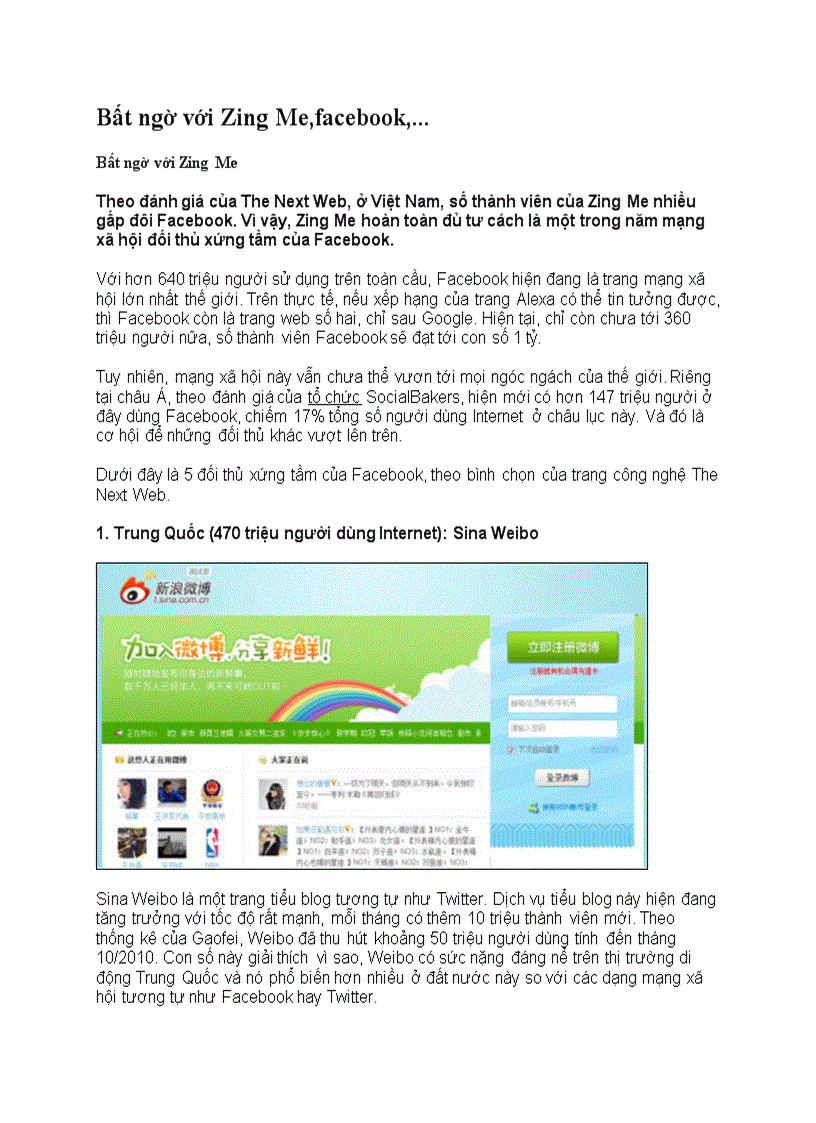 Bất ngờ với Zing Me facebook