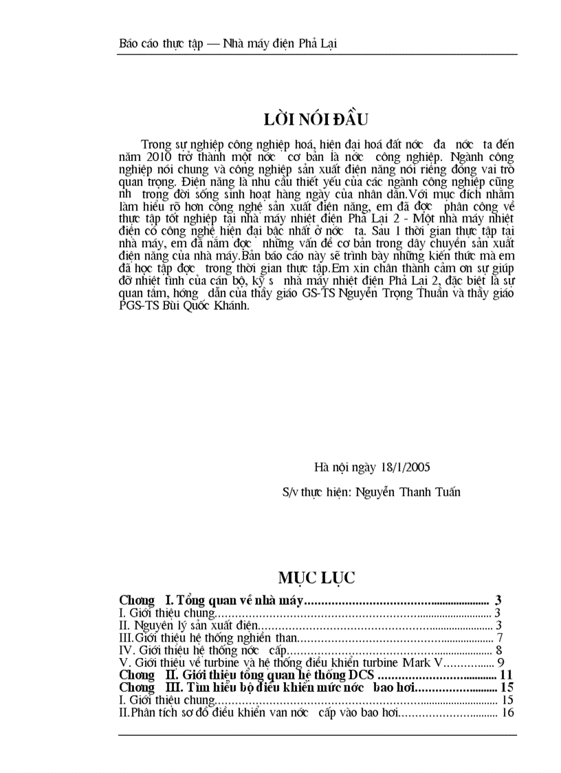 Báo cáo thực tập Nhà máy điện Phả Lại 2