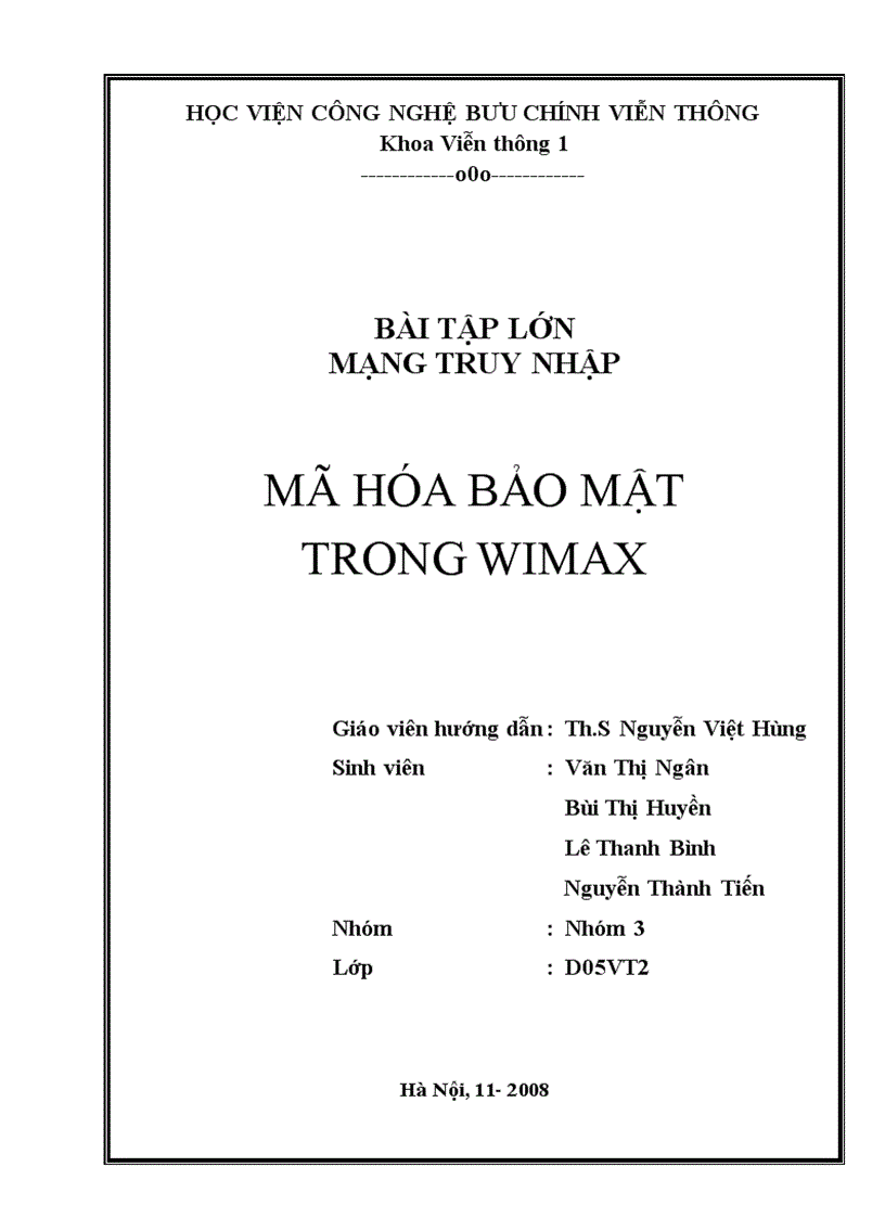 Mã hóa bảo mật trong Wimax