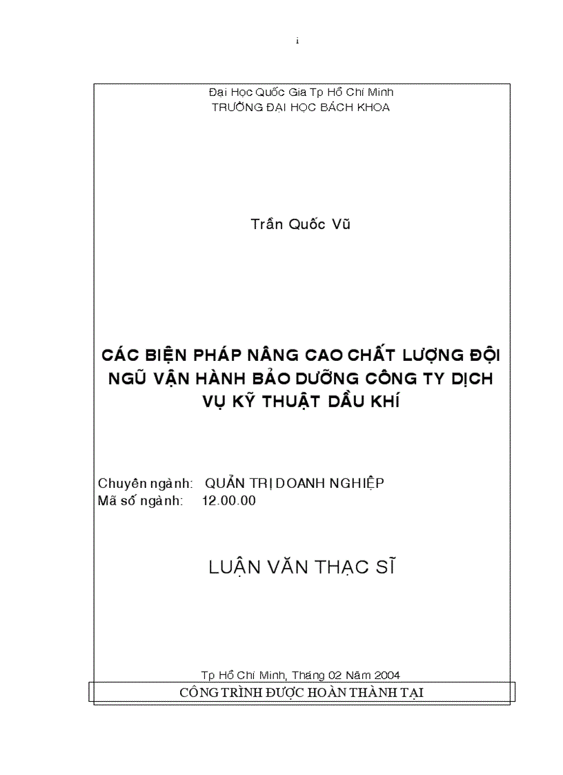 Các biện pháp nâng cao chất lượng đội ngũ vận hành và bảo dưỡng của công ty dịch vụ kỹ thuật dầu khí PTSC