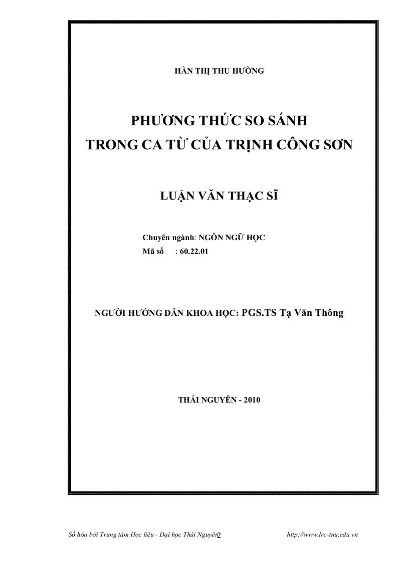 Phương thức so sánh trong ca từ của trịnh công sơn