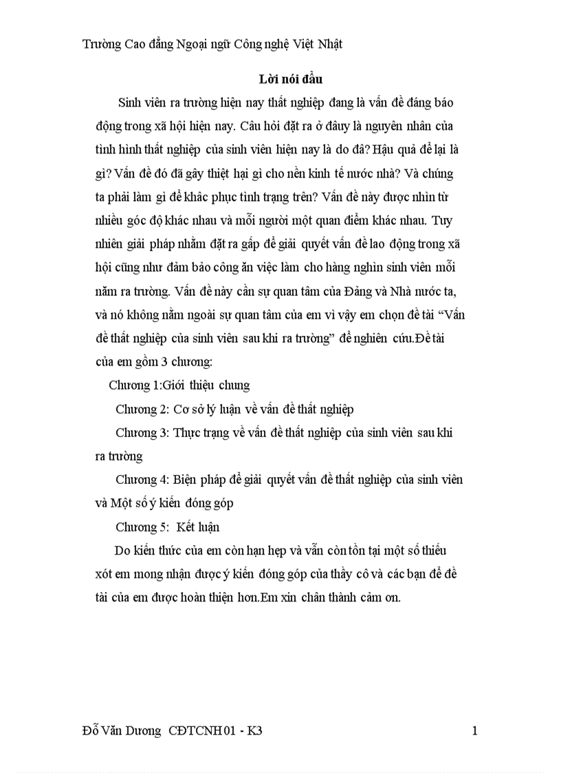 Vấn đề thất nghiệp của sinh viên sau khi ra trường