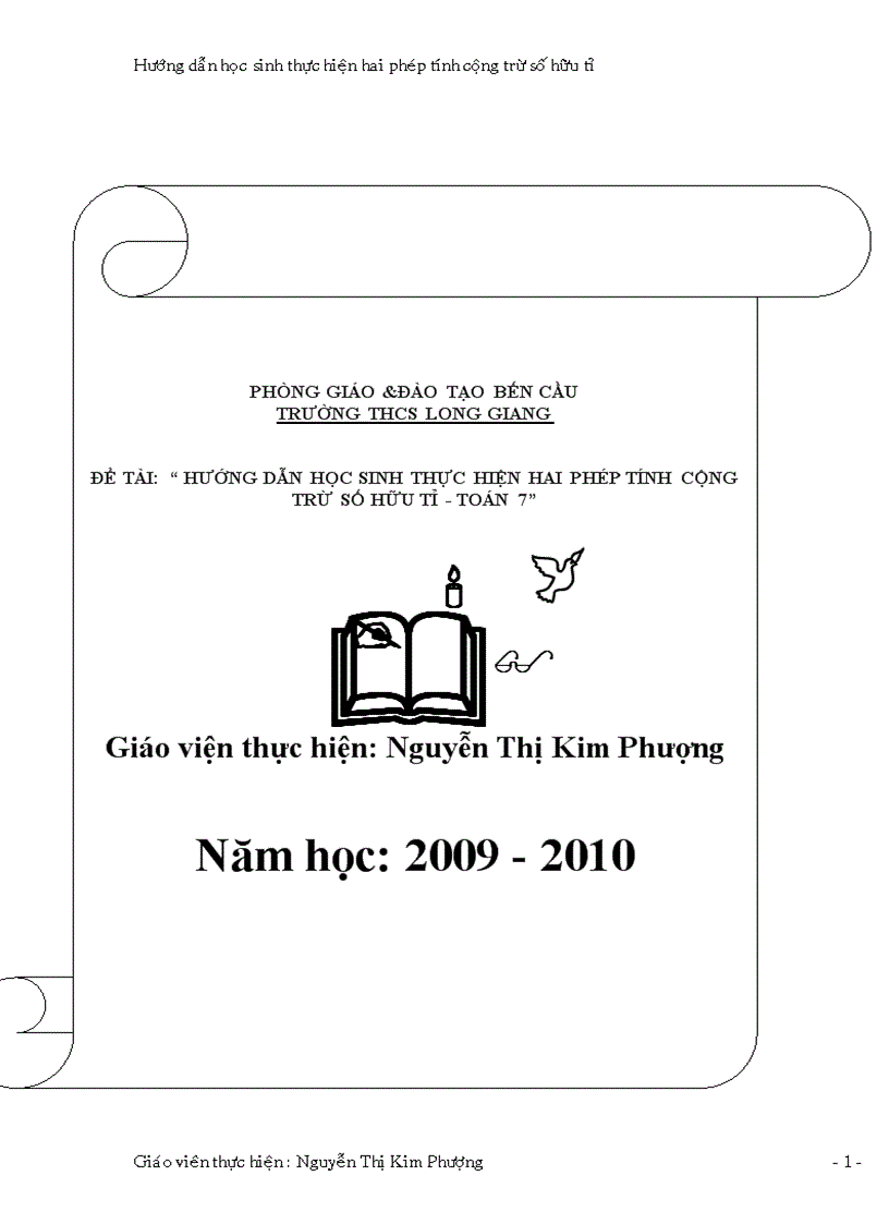 Hướng dẫn học sinh thực hiện hai phép tính cộng trừ số hữu tỉ toán 7