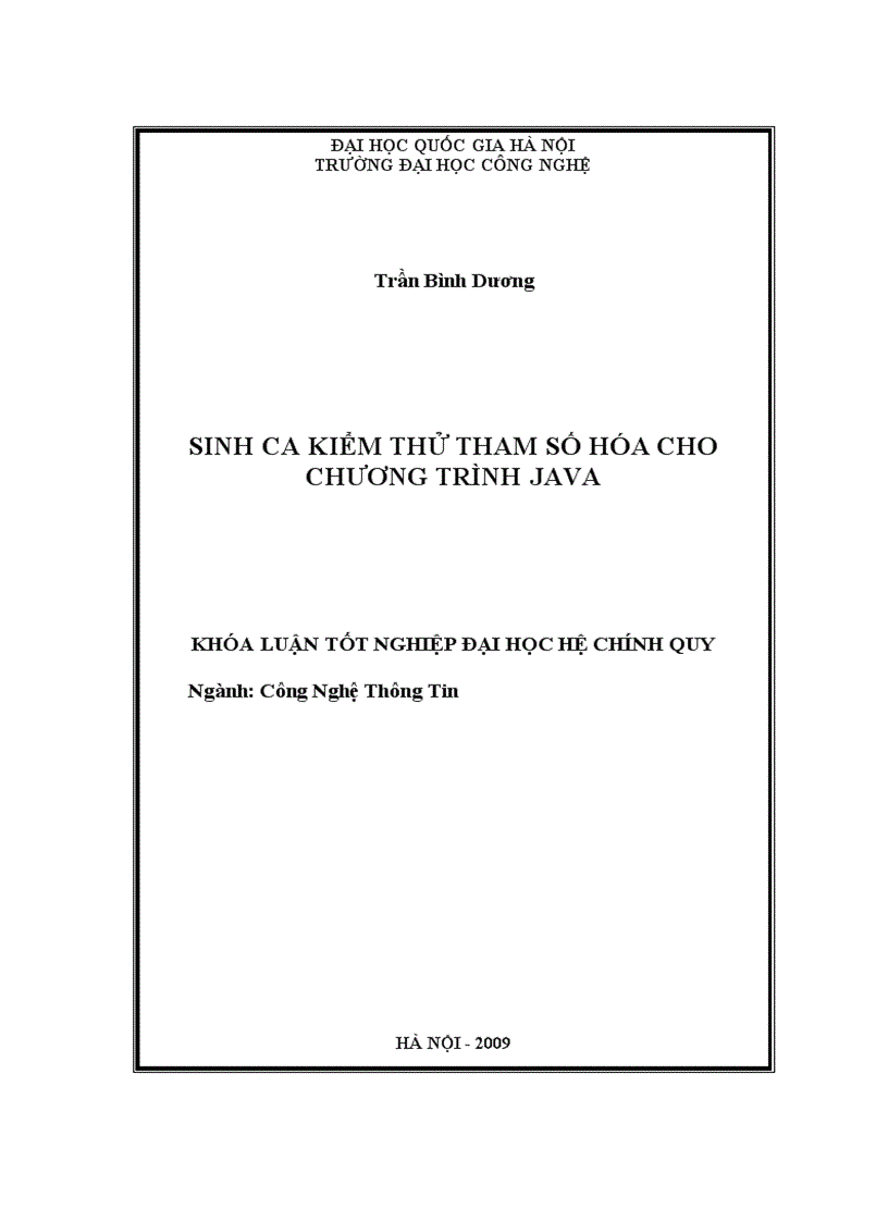 Sinh ca kiểm thử tham số hóa cho chương trình java