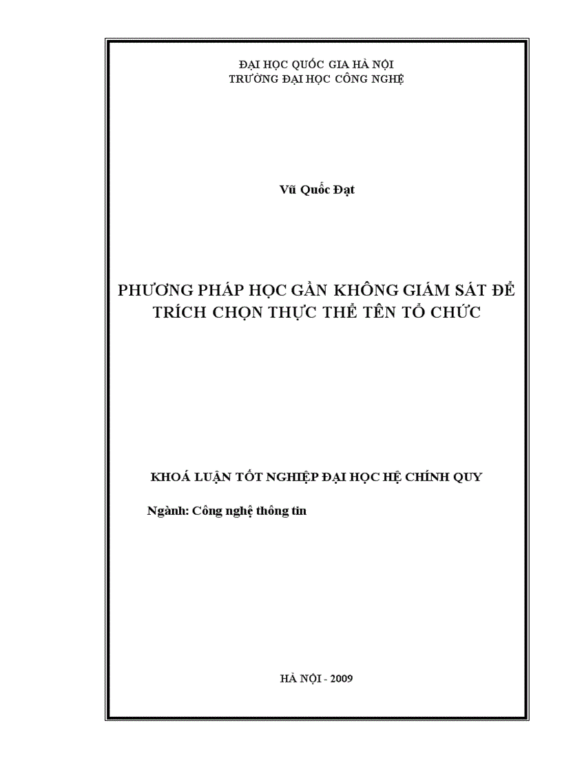 Phương pháp học gần không giám sát để trích chọn thực thể tên tổ chức