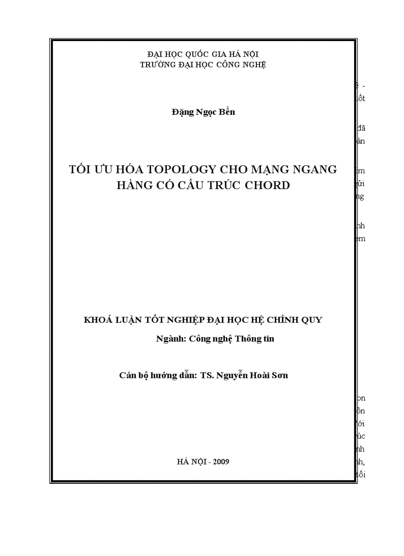 Tối ưu hóa topology cho mạng ngang hàng có cấu trúc chord