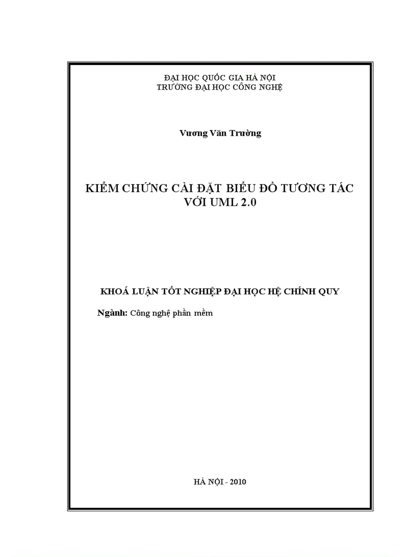 Kiểm chứng cài đặt biểu đồ tương tác với uml 2 0