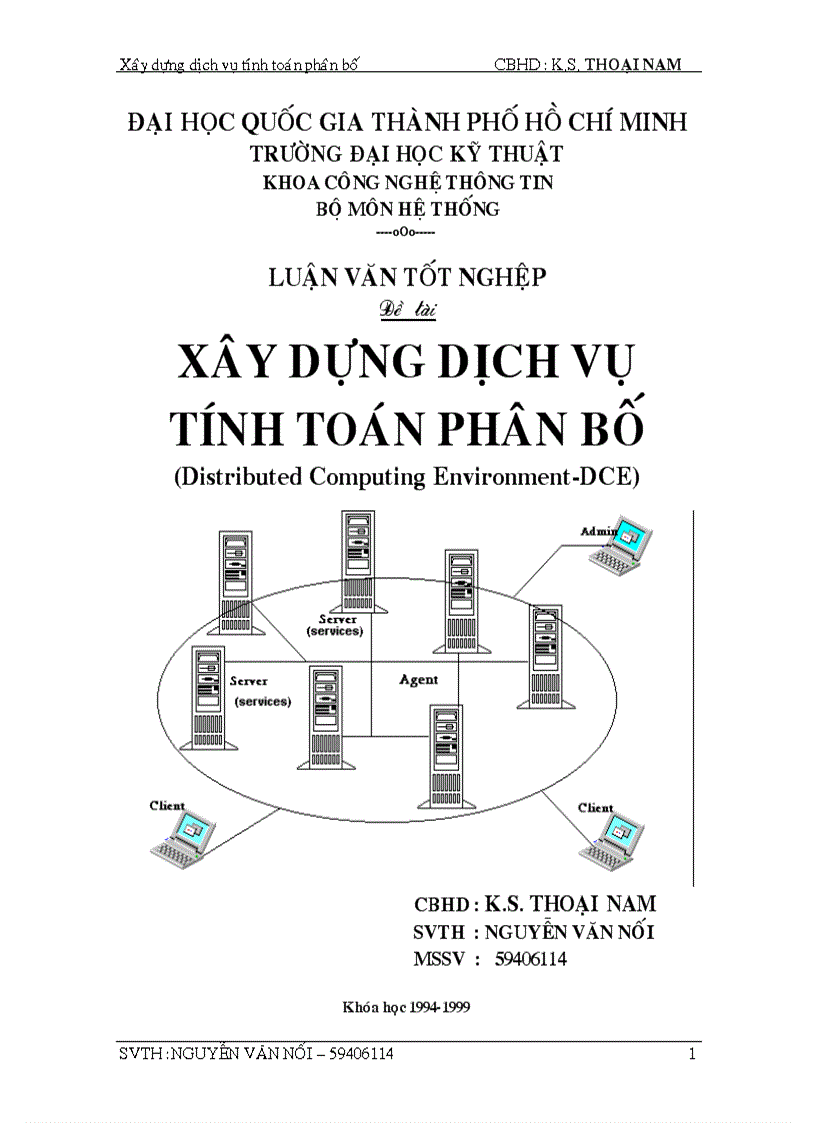 XÂY DỰNG DỊCH VỤ TÍNH TOÁN PHÂN BỐ Distributed Computing Environment DCE