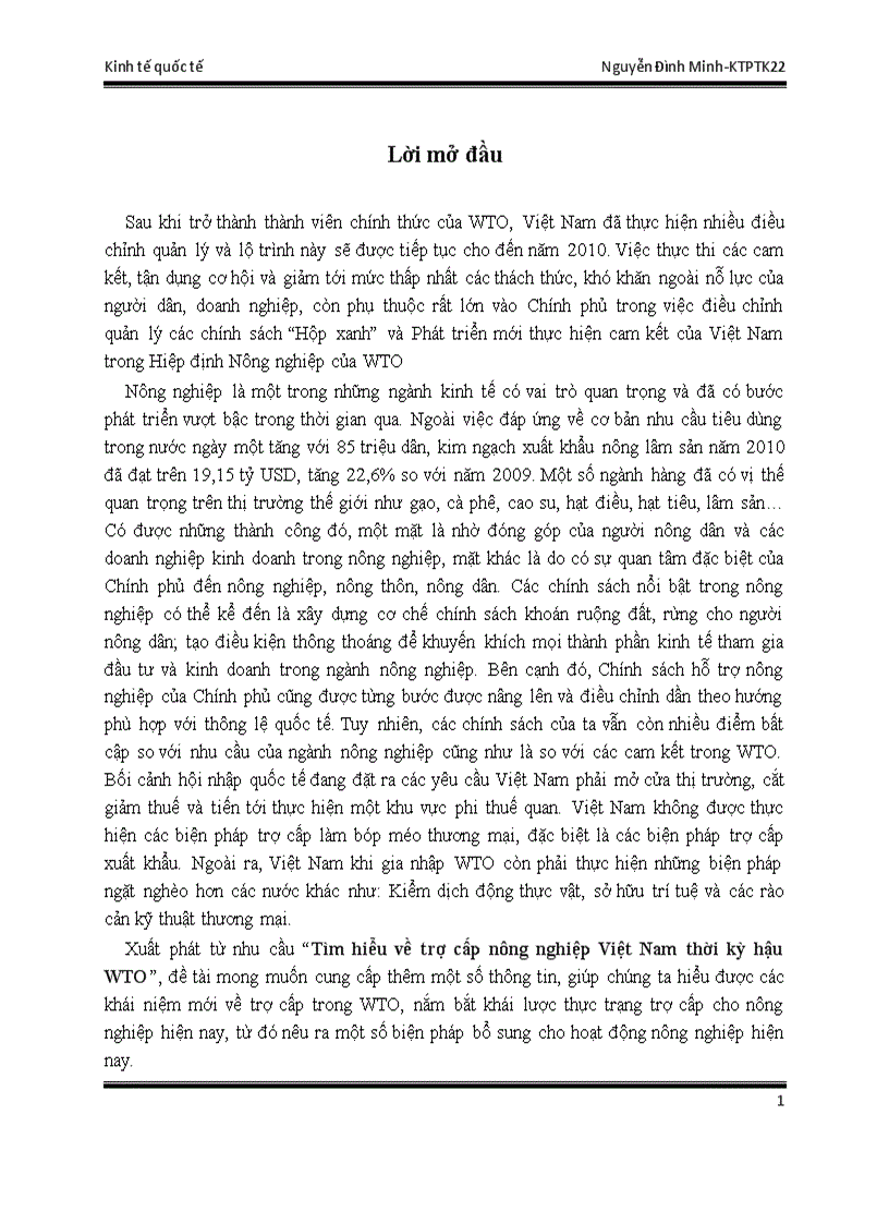 Tìm hiểu về trợ cấp nông nghiệp Việt Nam thời kỳ hậu WTO