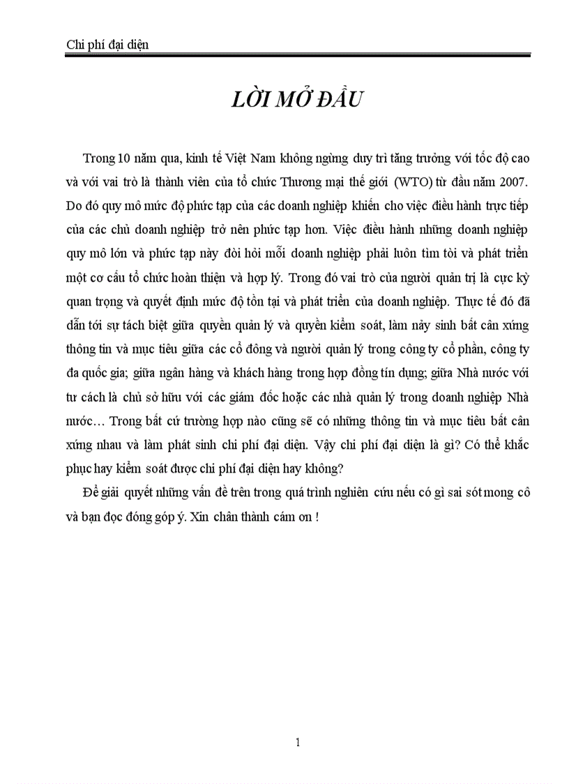 Chi phí đại diện