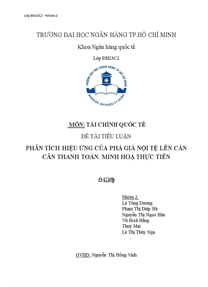 Phân tích hiệu ứng của phá giá nội tệ lên cán cân thanh toán Minh họa thực tiễn