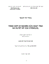 Tổng hợp và nghiên cứu hoạt tính hạ huyết áp của atenolol