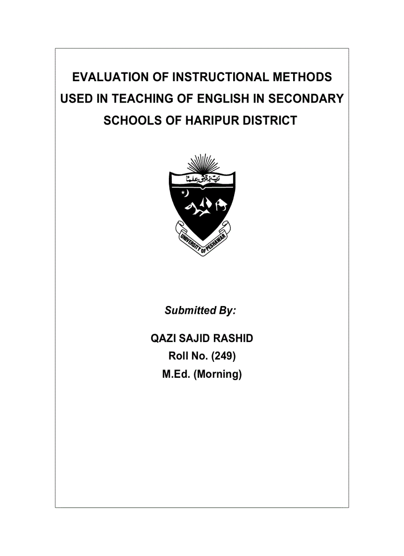 Evaluation of instructional methods used in teaching of english