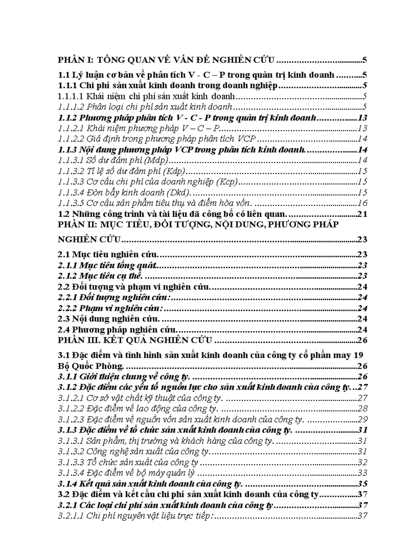 Phân tích vcp trong quản trị kinh doanh