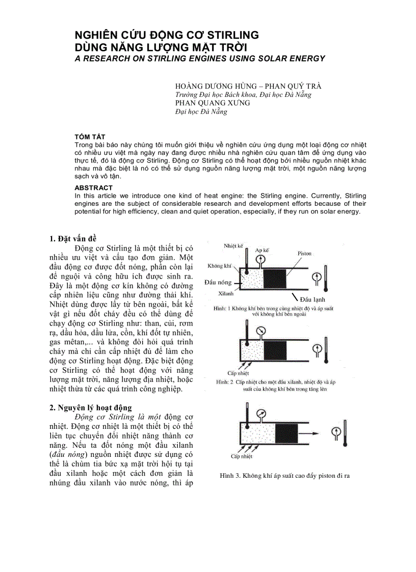 Đề tài NCKH Động cơ stirling sử dụng NLMT