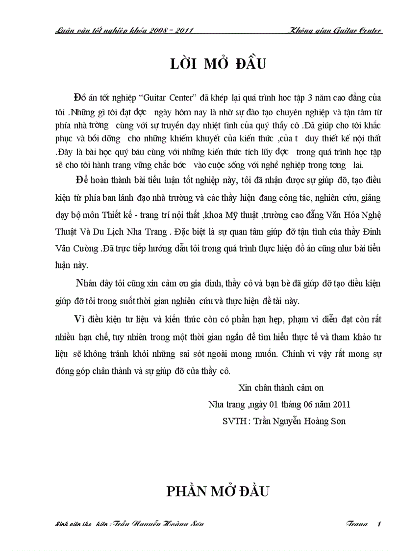 Đồ án tốt nghiệp chuyên ngành thiết kế và trang trí nội thất luận văn tốt nghiệp đồ án trung tâm âm nhạc guitar center