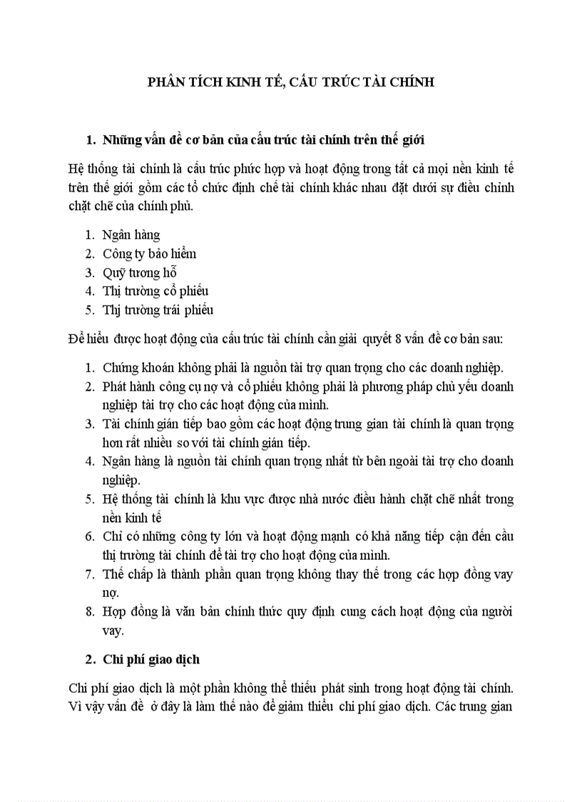 Phân tích kinh tế cấu trúc tài chính