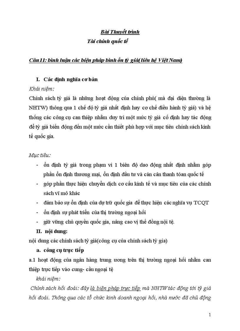 Bình luận các biện pháp bình ổn tỷ giá liên hệ Việt Nam