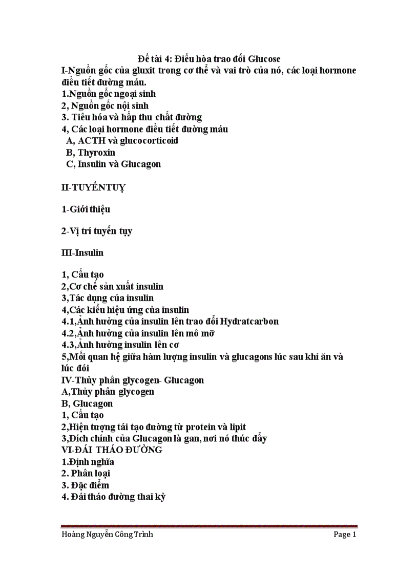 Điều hòa trao đổi Glucose