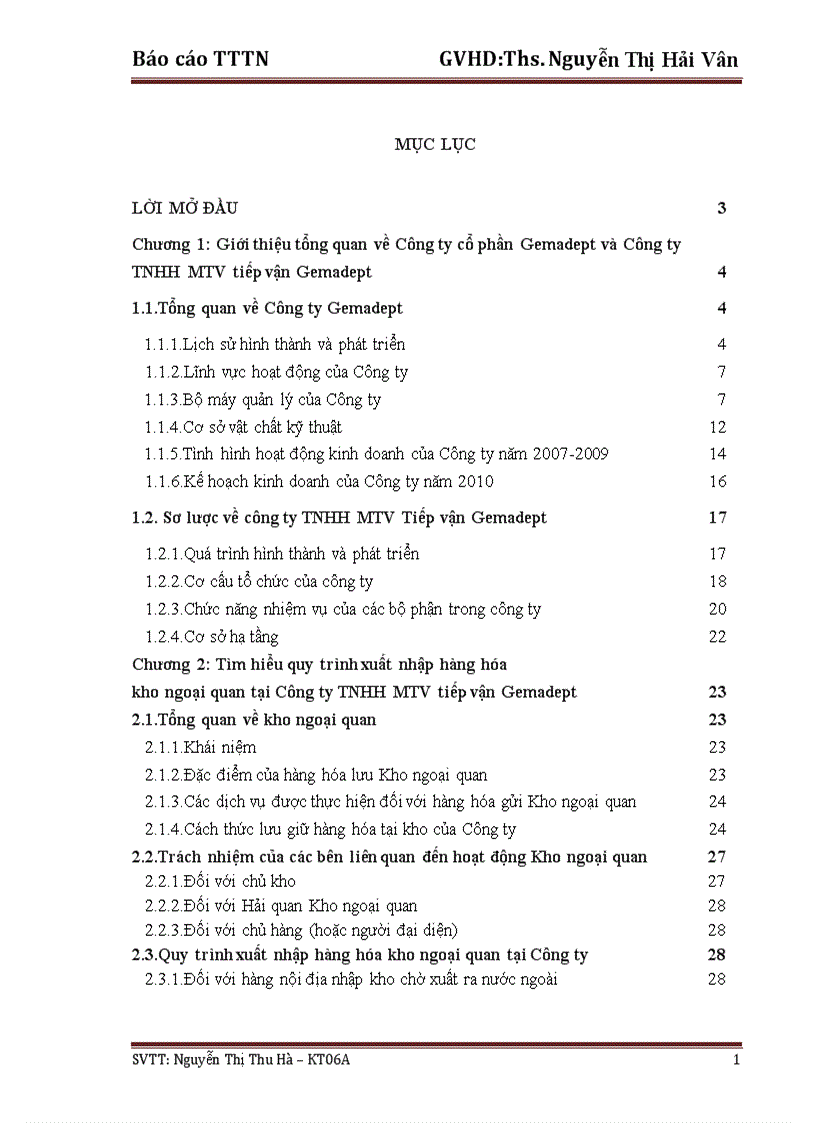 Báo cáo thực tập tốt nghiệp Công ty Gemadept