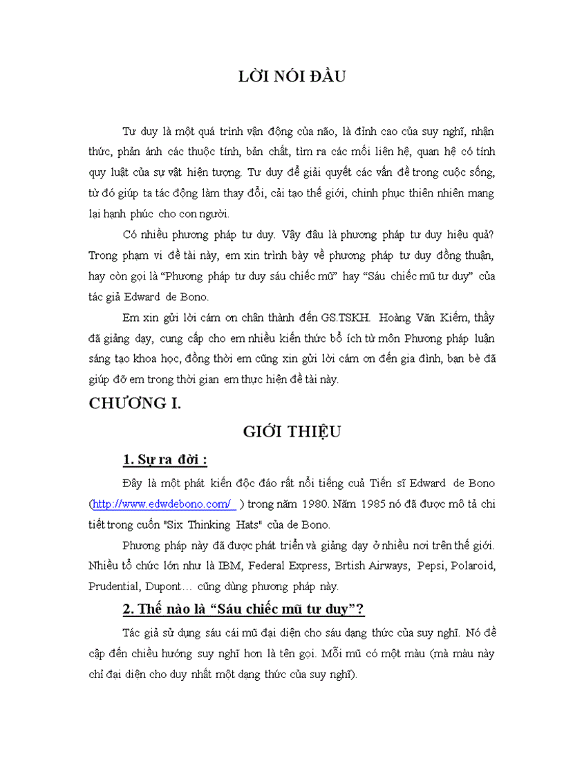 Sáu chiếc mũ tư duy