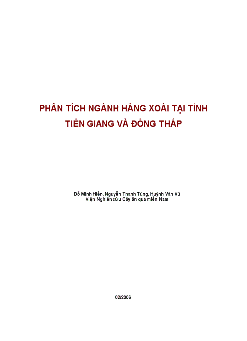 Phân tích ngành hàng xoài tại tỉnh tiền giang và đồng tháp