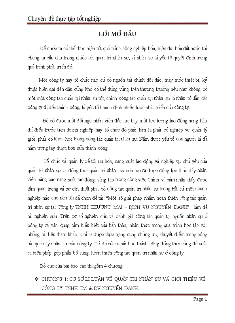 Mô t sô gia i pha p nhă m hoa n thiê n công ta c qua n tri nhân sư ta i Công ty TNHH thương ma i di ch vu nguyê n danh