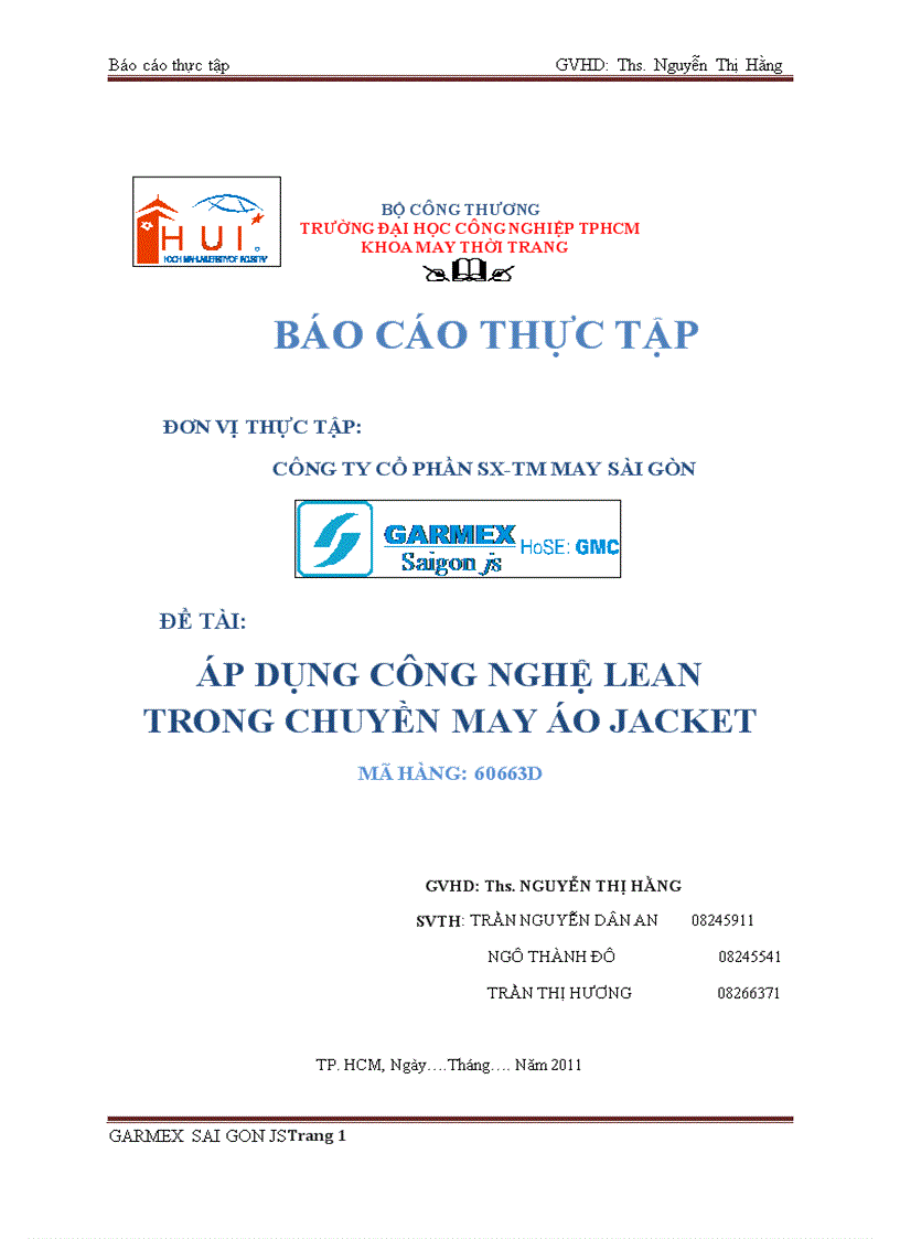 Báo cáo thực tập tốt nghiệp tại công ty may Sài Gòn