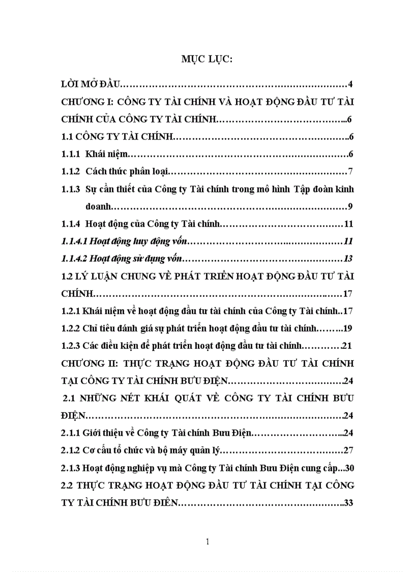 Phát triển hoạt động đầu tư tài chính tại Công ty Tài chính Bưu Điện