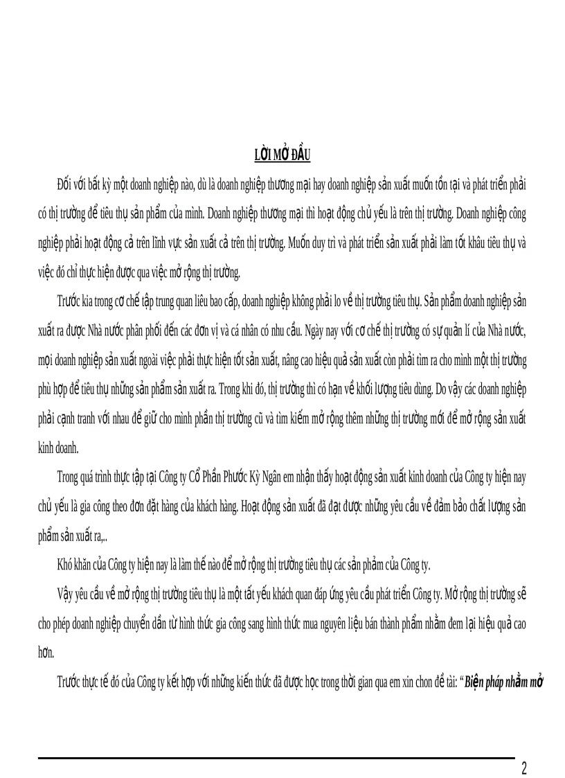 Biện pháp nhằm mở rộng thị trường tiêu thụ sản phẩm của công ty cổ phần nước Kỳ Ngân